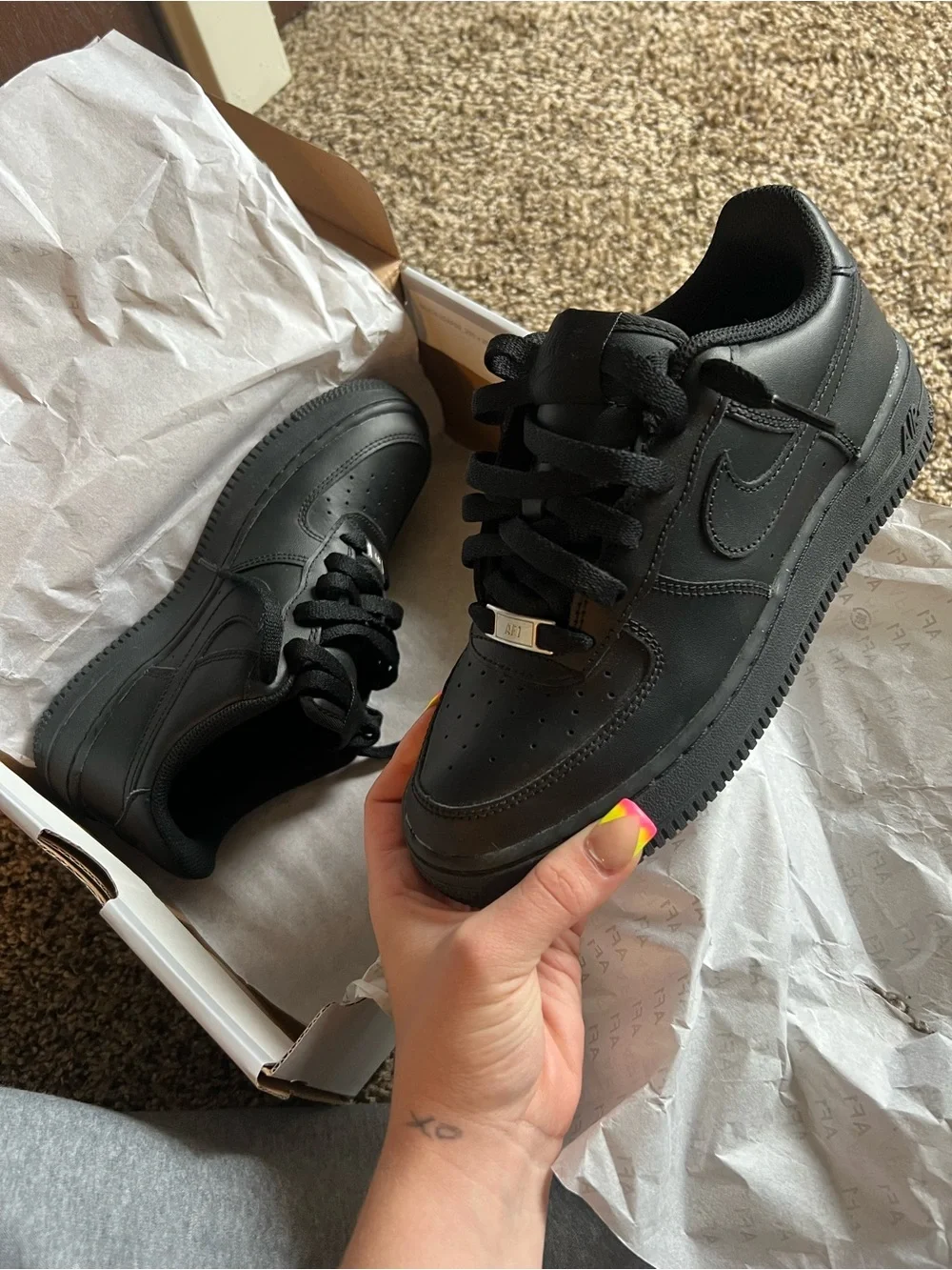 Nike Black Low-Top Leather Air Force 1 Sneakers